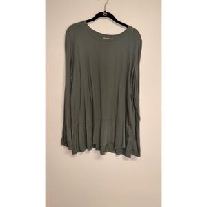 LOGO Lori‎ Goldstein, Olive Green, Long Sleeve Peplum Top, Women's Size XL